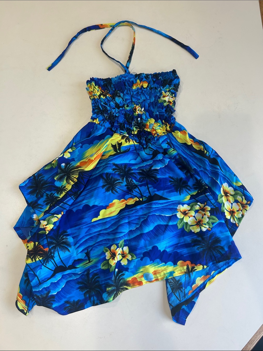 Zara Blue Tropical Floral Halter Dress